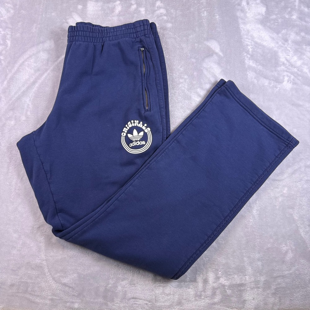 Adidas Originals Trefoil Logo Zipper Pocket Sweatpants Men XL Blue 70's Inspired